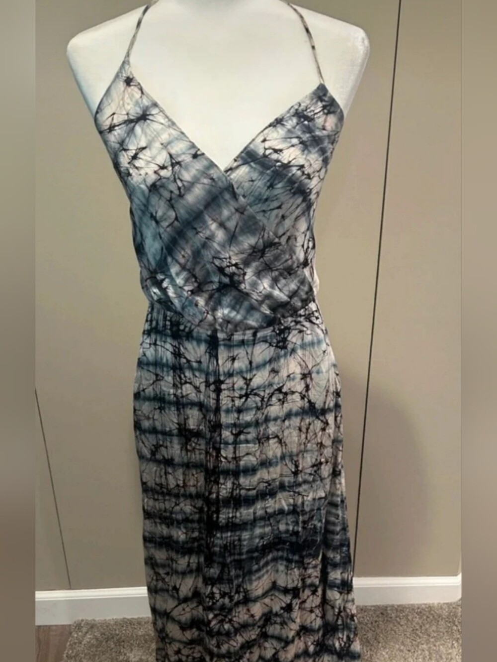 Seventy Two Changes Blue and White Tie-Dye Maxi Dress